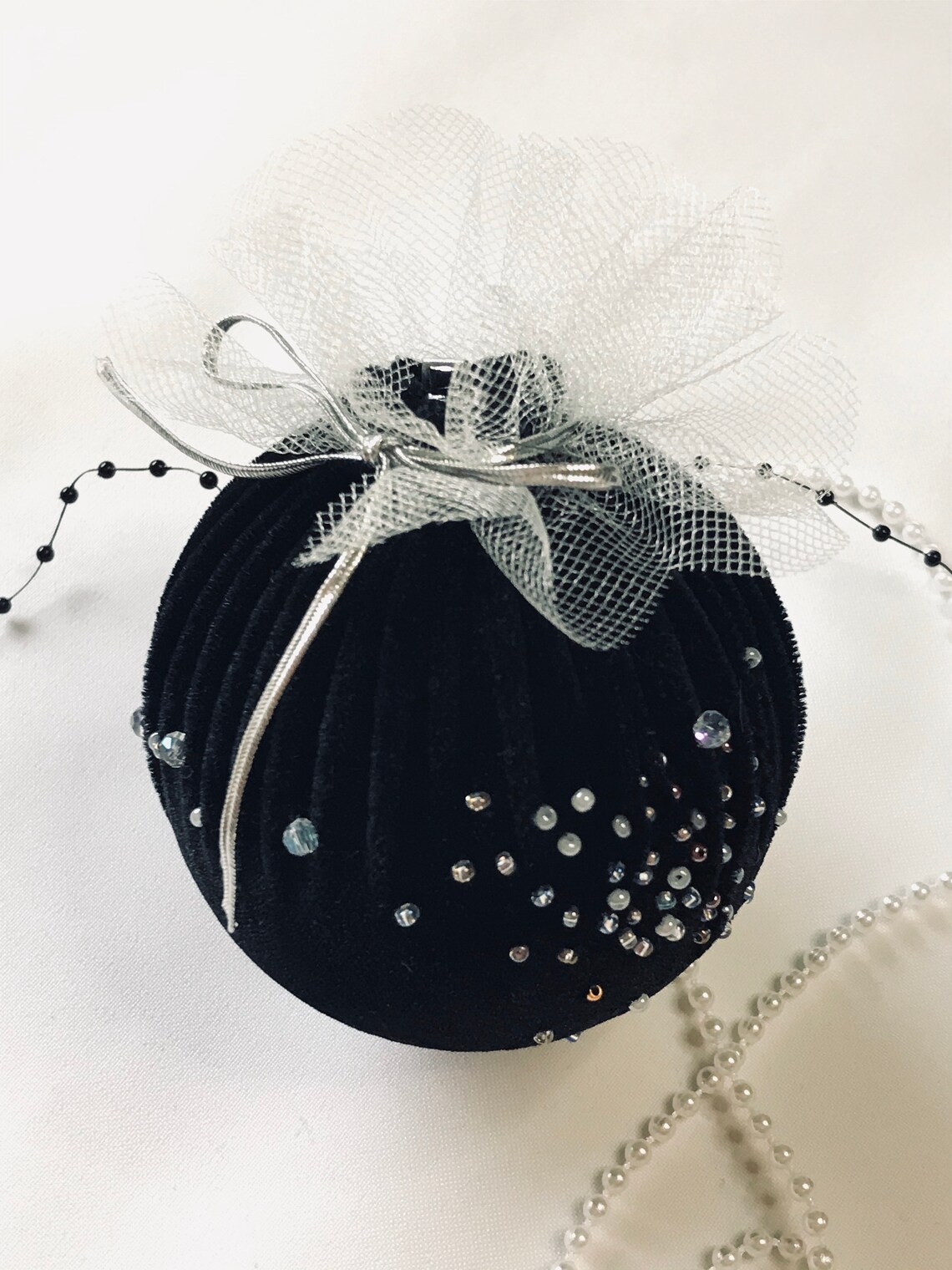 Set Black Christmas Tree Balls Handmade Etsy