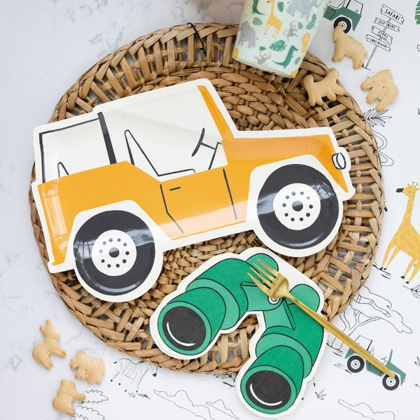 Safari Party Tableware, Safari Jeep Shape Party Plate, Safari Party, Jungle theme Party, My Mind's Eye Collection