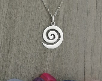 Stylish Sterling Silver Perfectly Tapered Open Spiral Wave Necklace