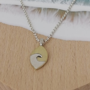 Sterling Silver (Oxidised) & Brass Wave Pendant