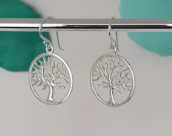 Sterling Silver Tree of Life Dangle Earrings