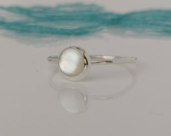 Delicate Mother of Pearl Sterling Silver Ring / Stacking Ring