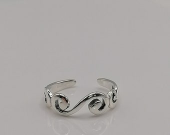 Sterling Silver Curly Wave Toe Ring