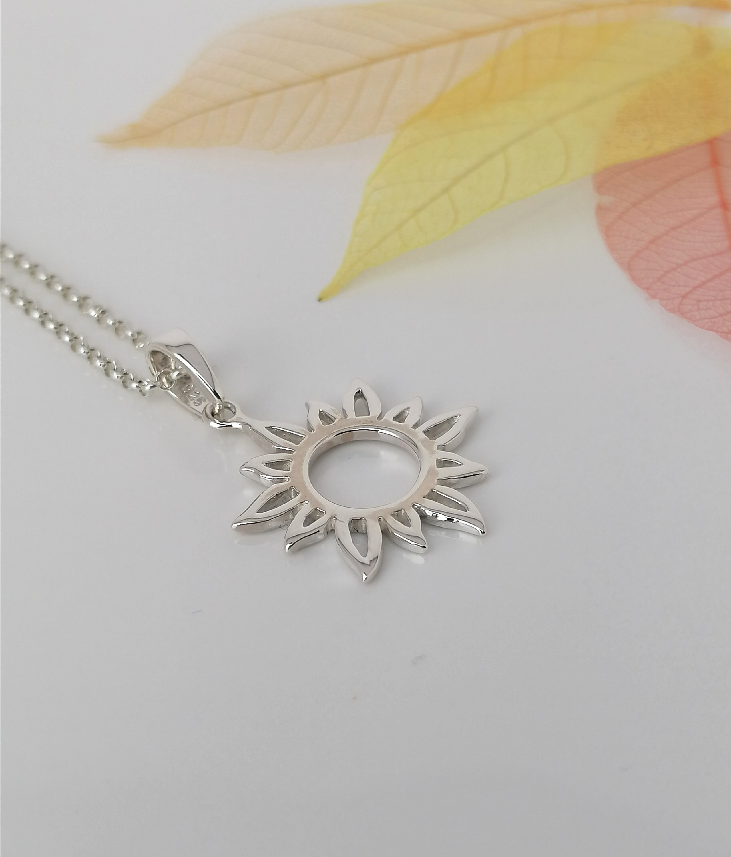 Sterling Silver Open Sun Necklace - Etsy