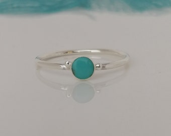 Dainty Turquoise Sterling Silver round ring / Stacking Ring