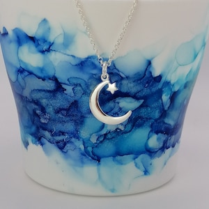 Sterling Silver Moon and Star Pendant Necklace