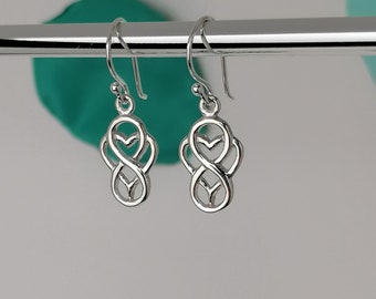 Infinity Heart Sterling Silver Dangle Earrings