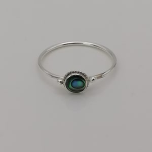 Sterling Silver and Abalone Shell Ring / Stacking Ring