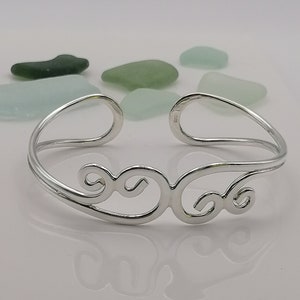 Sterling Silver Curly Wave Bangle / Cuff