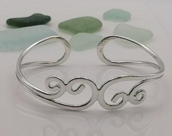 Vintage Wavy Wave Shape Bangle Bracelet 928 Sterling BR 2523 - Etsy