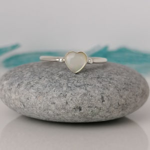 Delicate Heart Shaped Mother of Pearl Silver Ring / Stacking Ring