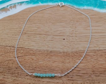 Amazonite Anklet, Sterling Silver, 27.5 cm's