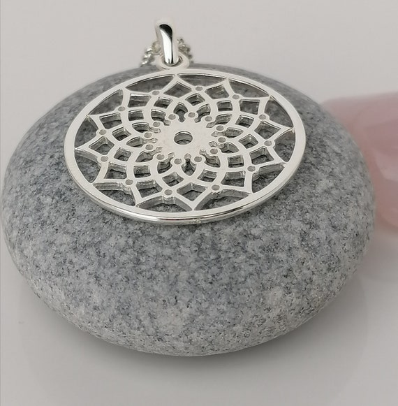 Fatto A Mano 925 Argento Sterling Fiore Aperto Mandala - Foto 14