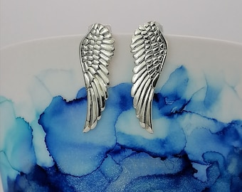 Sterling Silver Angel Wing Stud Earrings