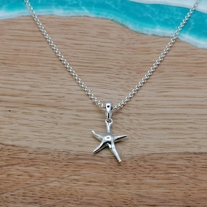 Sterling Silver Starfish Charm Necklace: Minimalist Ocean Jewelry