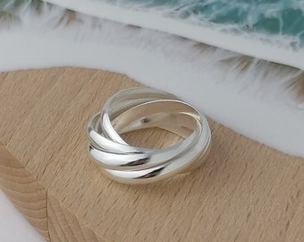Sterling Silver Five Band Cluster Ring