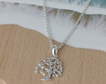 Sterling Silver Tree of Life Pendant with Curling Silver Branches