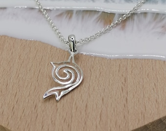 Sterling Silver Spiral Wave Ribbon Pendant