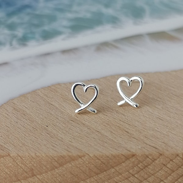 Sterling Silver Heart Stud Earrings