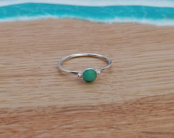 Dainty Turquoise Sterling Silver round ring / Stacking Ring