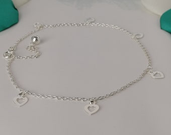 Sterling Silver Heart & Bell Anklet / Bracelet