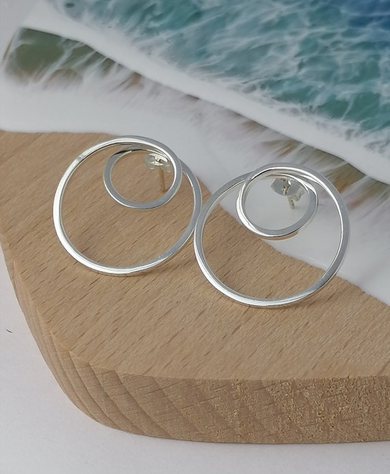 Sterling silver open circle stud earrings shop