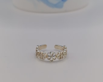 Sterling Silver Flower Toe Ring