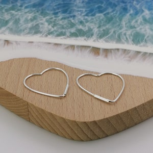 Sterling Silver Large Heart Hoop Earrings