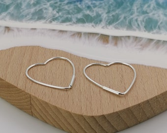 Sterling Silver Large Heart Hoop Earrings