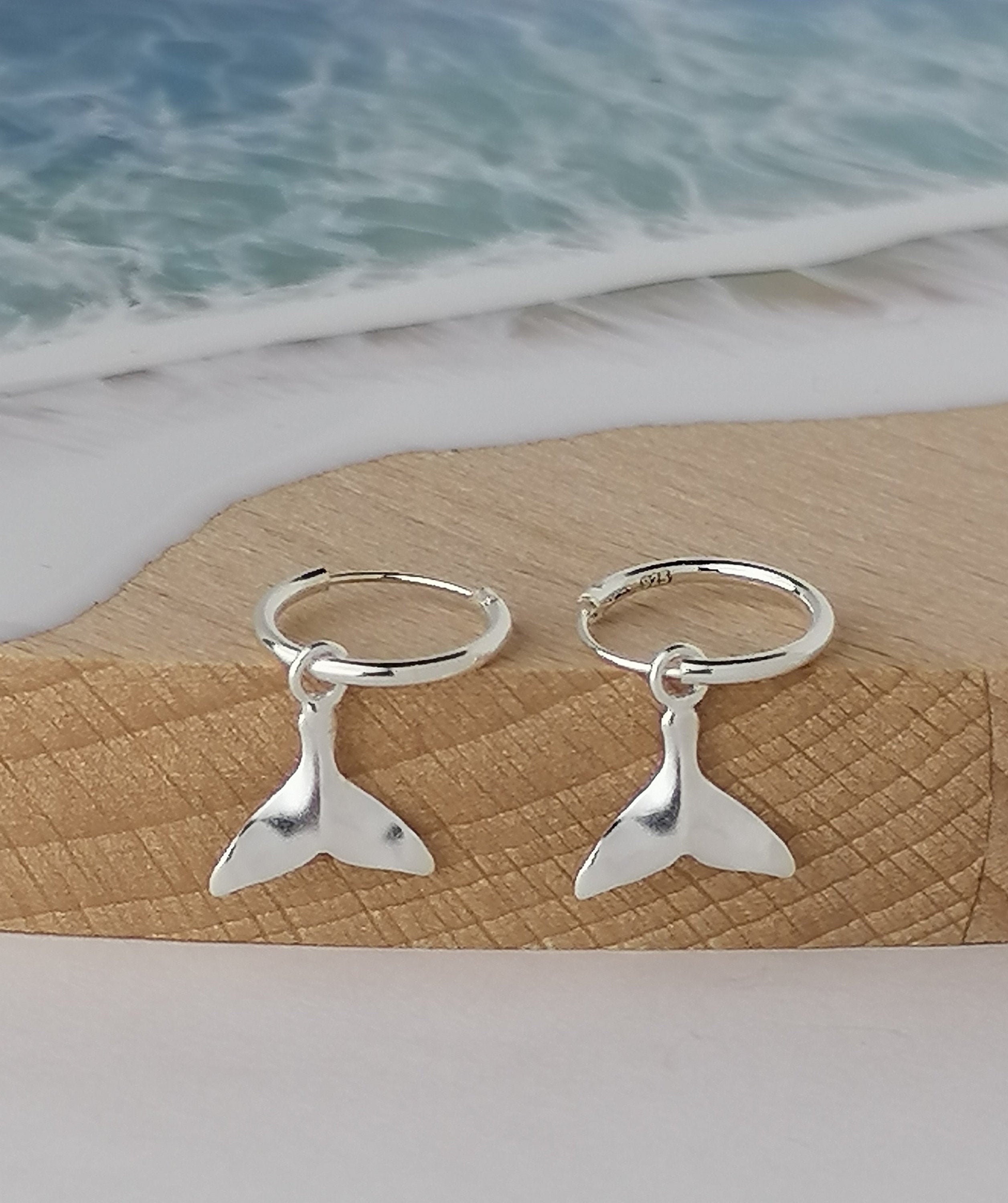 Sterling Silver Whale Tail Hoop Earrings - Etsy Australia