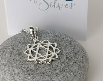 Sterling Silver Heart Chakra Necklace, Heart Chakra Pendant