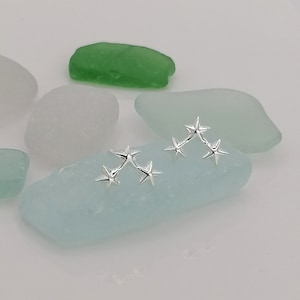 Sterling Silver 3 Star Stud Earrings