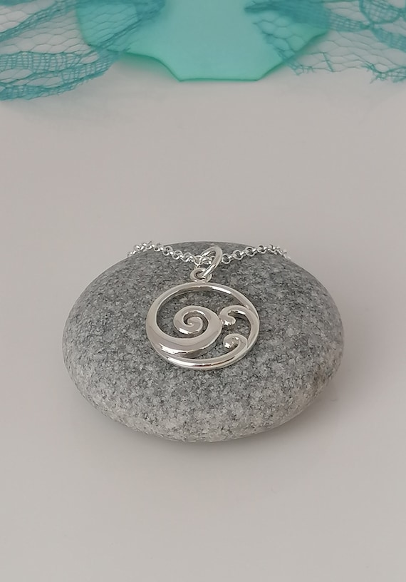 Collana in argento sterling con onda oceanica, gioielli da spiaggia - Italia