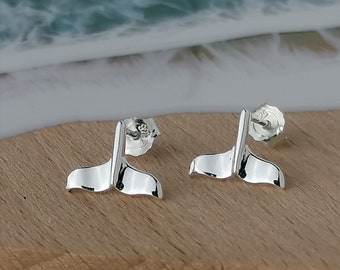 Little Whale Tail Silver Stud Earrings