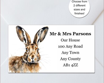 HARE Return Address Labels, Personalised, Custom Sticker Sheets, for Envelopes, Crafts, Handmade, Made with Love, 2 Sizes
