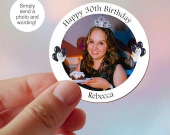 Fotostickers verjaardagsfeestje, gunststickers, ballonnen, op maat gemaakt