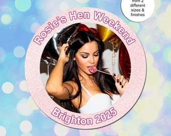 Hen Do-fotostickers, feest, weekend, aangepaste gepersonaliseerde bedanklabels
