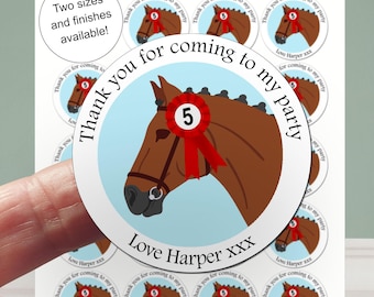 Personalised Pony Party Stickers, Custom Birthday Bag Labels