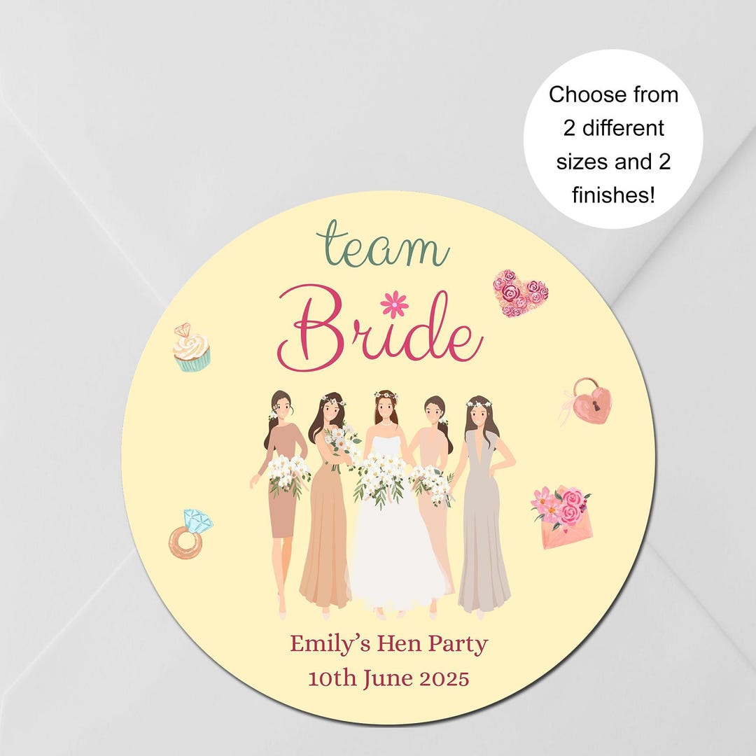 Hen Party Team Bride Stickers: Custom Personalised Favour Labels - Etsy