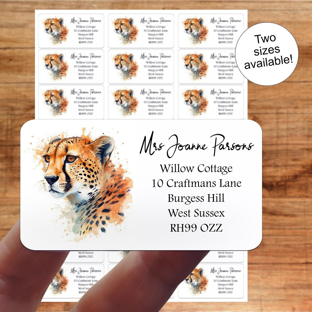 Cheetah Big Cat Address Labels, Handmade Crafts, Watercolour Gift ...