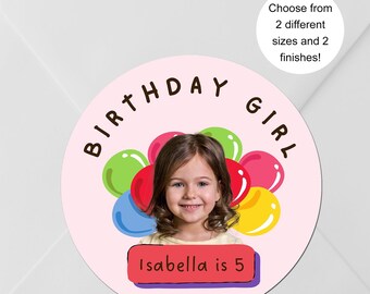 Verjaardagsfeestje Fotostickers Ballonnen: gepersonaliseerde gepersonaliseerde etiketten voor feestzakjes