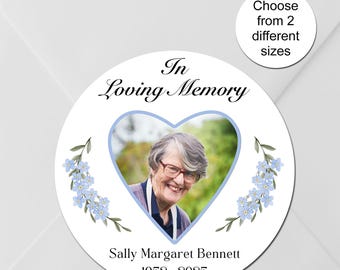 In Memory-fotostickers: gepersonaliseerde vergeet-mij-nietje-etiketten