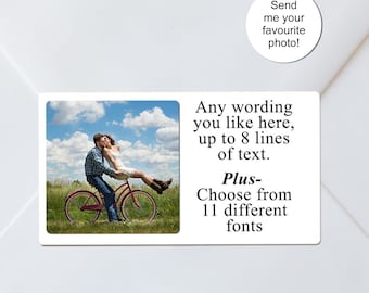 People/Family/Children/Baby Personalised Photo Labels | Custom Picture Stickers | Any Wording | Choose Font & Photo Shape x 24
