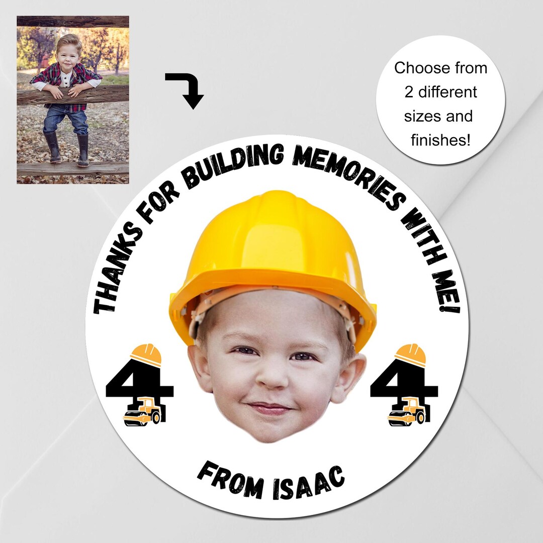 Photo Stickers: Builders Hat Construction Custom Personalised for ...