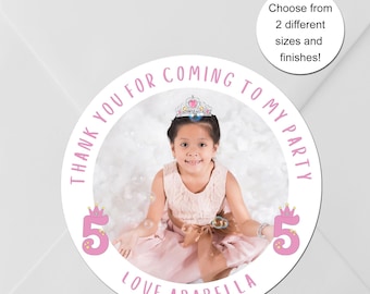 Fotostickers Verjaardagsfeestje prinses: gepersonaliseerde gepersonaliseerde etiketten voor feesttassen