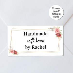 Cornice floreale con fiori, adesivi fatti a mano con amore, etichette realizzate con amore, personalizzate, piccole imprese, arte, artigianato, regali, 2 misure