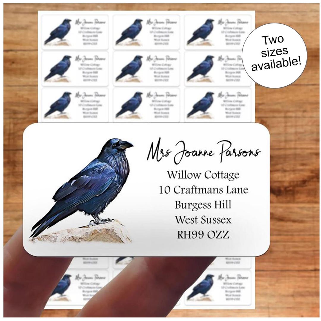 Crow Address Labels, Handmade Crafts, Watercolour Gift, Custom ...