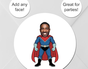 Gepersonaliseerde gezichtsstickers | Aangepast leuk Superheld-personage