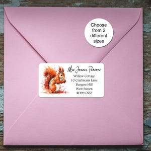 Return Address Labels: Red Squirrel Custom Personalised Stickers, Handmade