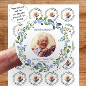 Adesivos comemorativos para funeral, foto personalizada, em memória amorosa, lembrança, pacote de etiquetas para sementes